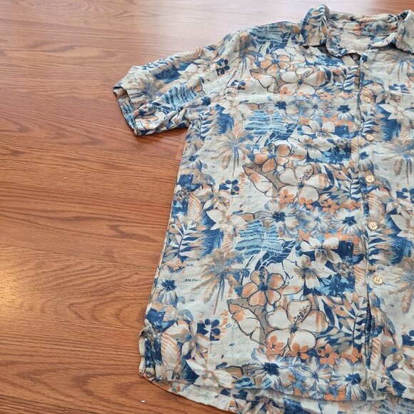 Jimmy Buffett MARGARITAVILLE Hawaiian Shirt Men's Large Floral Surf Silk Linen - Picture 3 of 12